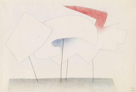 Meret Oppenheim - Farbstiftzeichnung