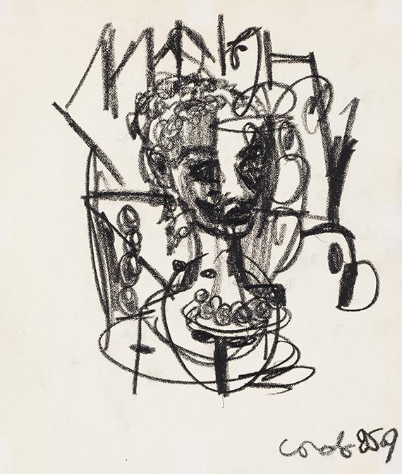 George Condo - Kohlezeichnung