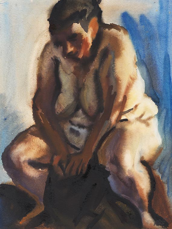 Querner, Curt - Hockender weiblicher Akt