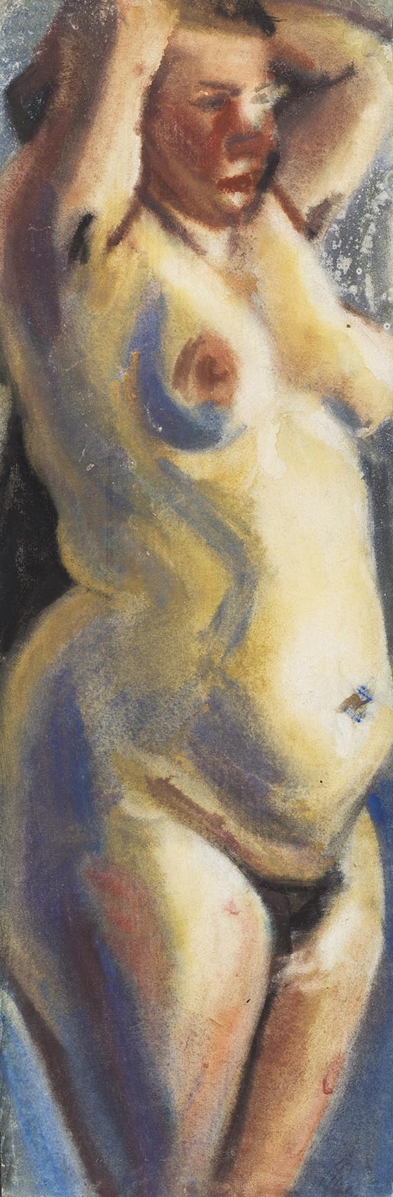 Querner, Curt - Stehender weiblicher Akt von vorne, etwas nach rechts