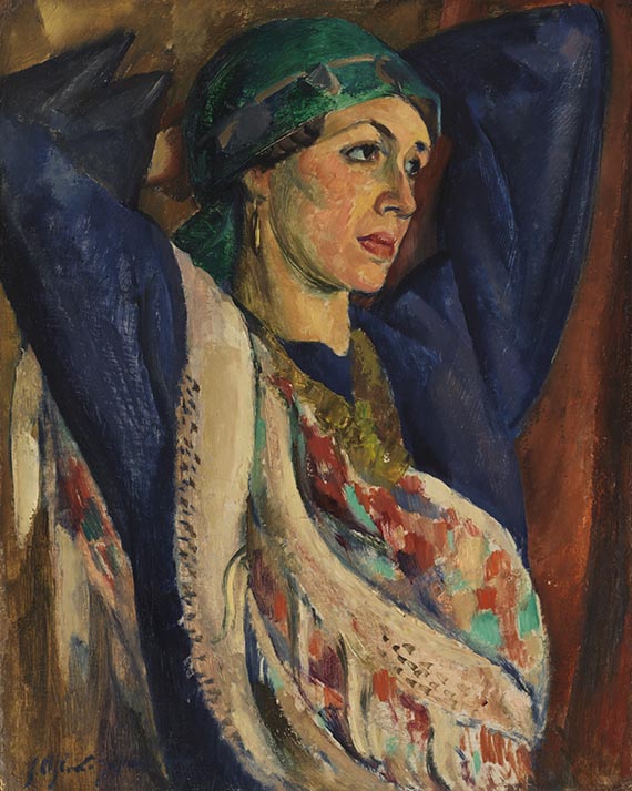 Ahlers-Hestermann, Friedrich - Bildnis einer Frau mit Kopftuch