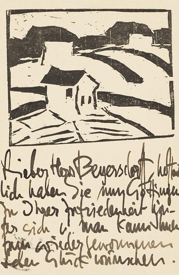 Konvolut - 9 Postkarten, teils mit Motiven von Karl Schmidt-Rottluff, an den Künstler selbst und Ernst Beyersdorff