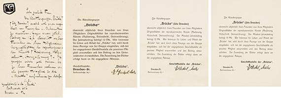 Heckel, Erich - Mitgliederwerbung der Künstlergruppe "Brücke" (4 Bll.)