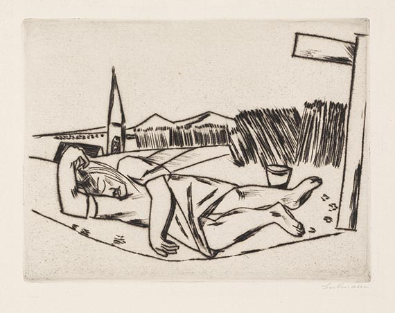 Beckmann, Max - Schlafendes Mädchen im Kornfeld