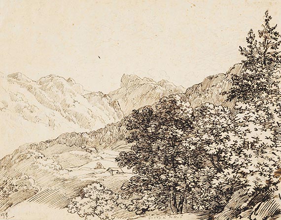 Dillis, Johann Georg von - Gebirgslandschaft mit zwei Sennhütten