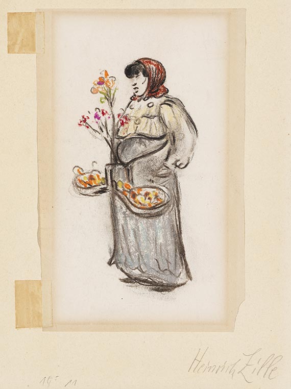 Heinrich Zille - Buntstiftzeichnung