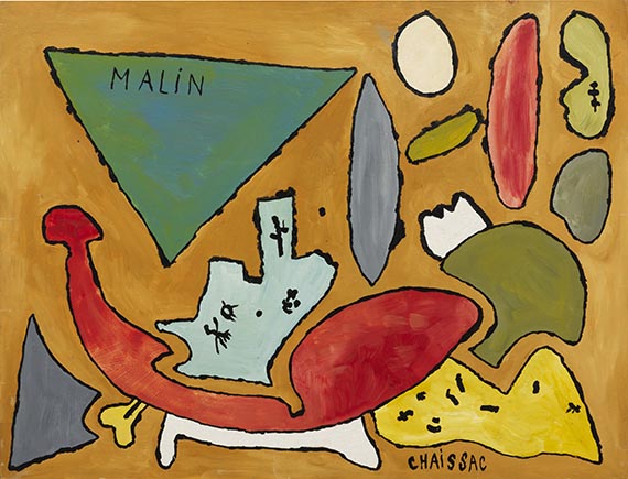 Gaston Chaissac - &Ouml;l auf Hartfaserplatte