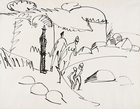 Ernst Ludwig Kirchner - Fehmarn-K&uuml;ste mit Badenden