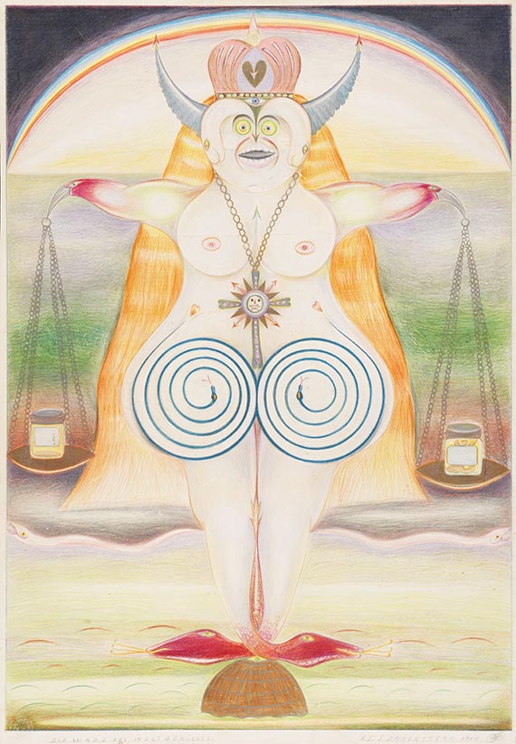 Schr&ouml;der-Sonnenstern, Friedrich - Buntstiftzeichnung